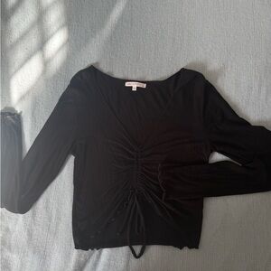 Black Ruched Long Sleeve Top